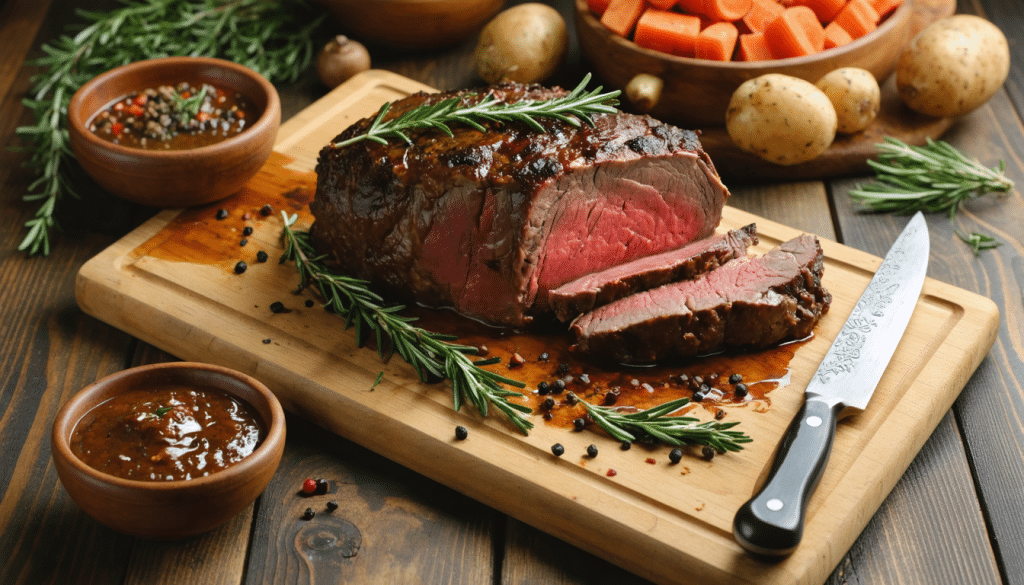 Cuisson r&ocirc;ti de b&oelig;uf : temps et temp&eacute;ratures pour une viande parfaite