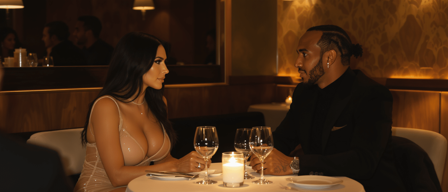 Kim Kardashian en robe transparente : le look audacieux qui fait sensation lors de son d&icirc;ner intime avec Lewis Hamilton