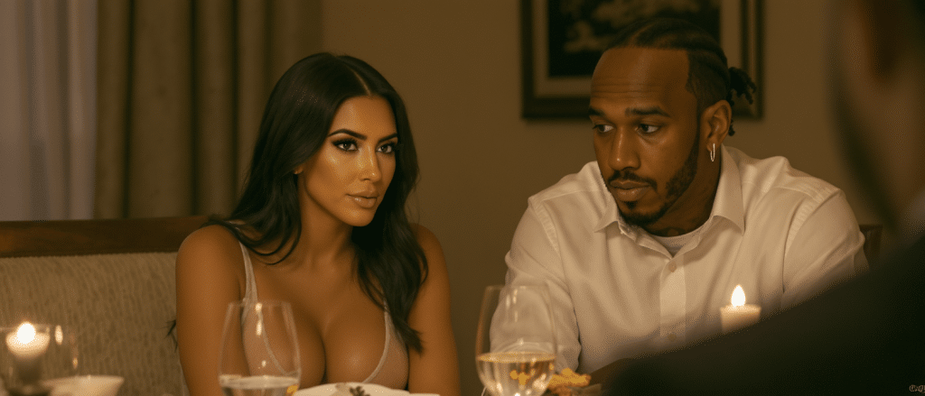 Kim Kardashian en robe transparente : le look audacieux qui fait sensation lors de son d&icirc;ner intime avec Lewis Hamilton