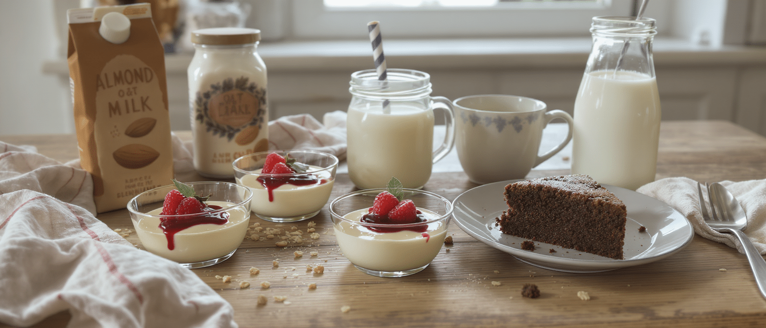 desserts gourmands sans lactose pr&eacute;par&eacute;s avec du lait v&eacute;g&eacute;tal