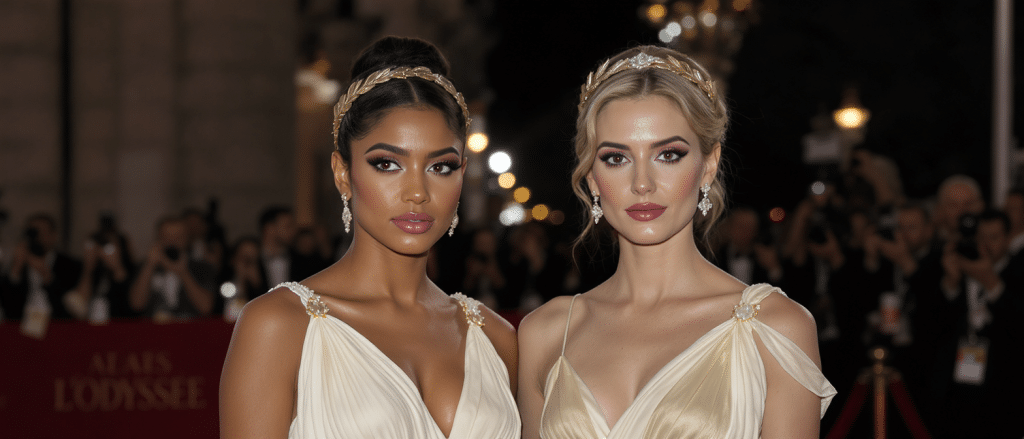 Zendaya et Anne Hathaway &eacute;blouissent en d&eacute;esses grecques : leurs robes couture captivent Paris lors de la premi&egrave;re de &laquo; L&rsquo;Odyss&eacute;e &raquo;