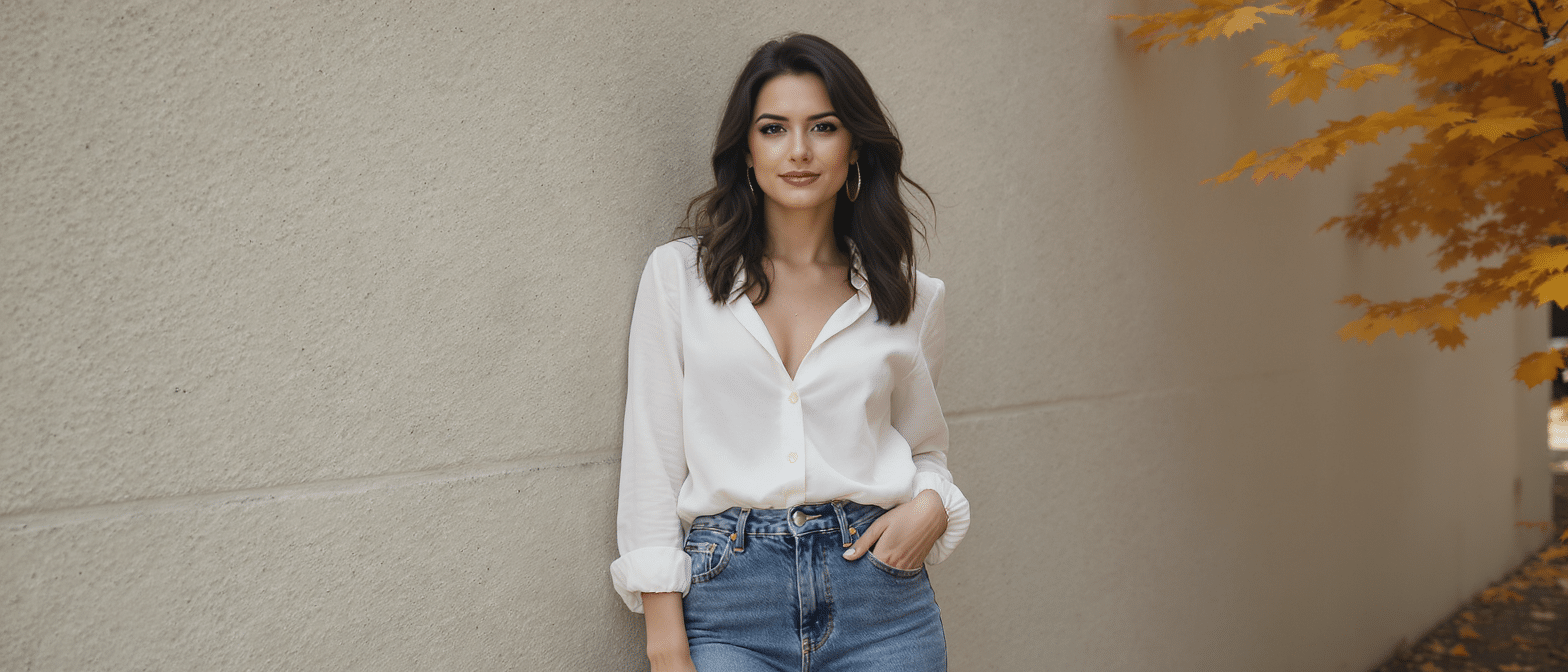 cet automne, associez vos jeans à des chemisiers romantiques pour créer une tenue élégante, féminine et facile à porter au quotidien.